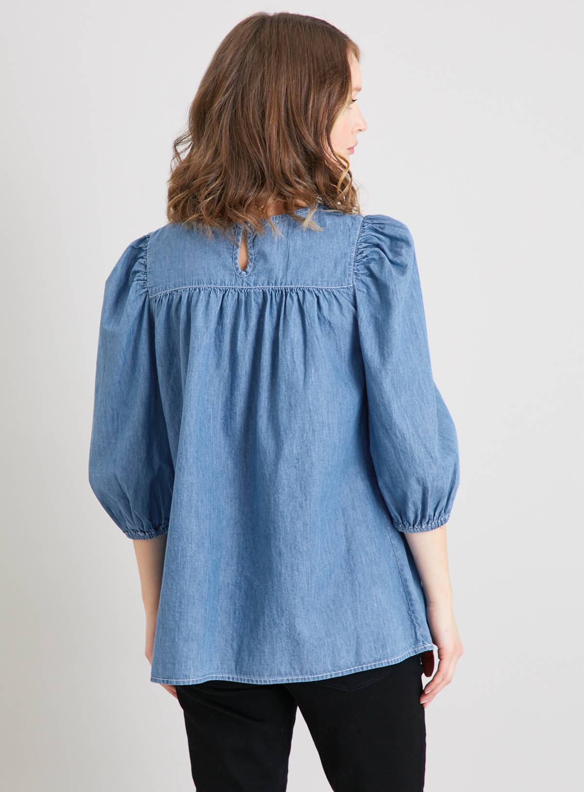 MATERNITY Blue Denim Blouse 10 - Image 4